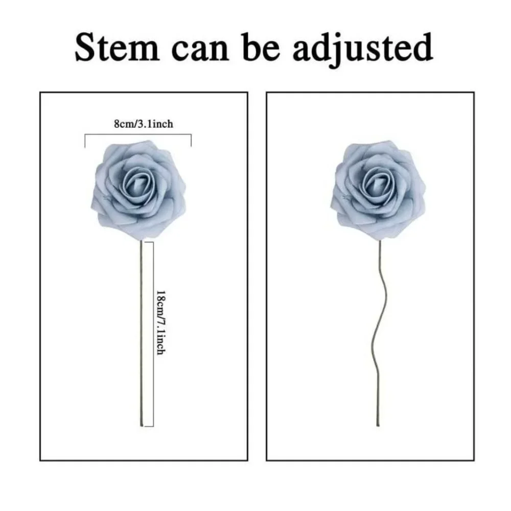 30 count Light Dusty Blue Roses Artificial Flowers Wedding Bouquet Centerpiece
